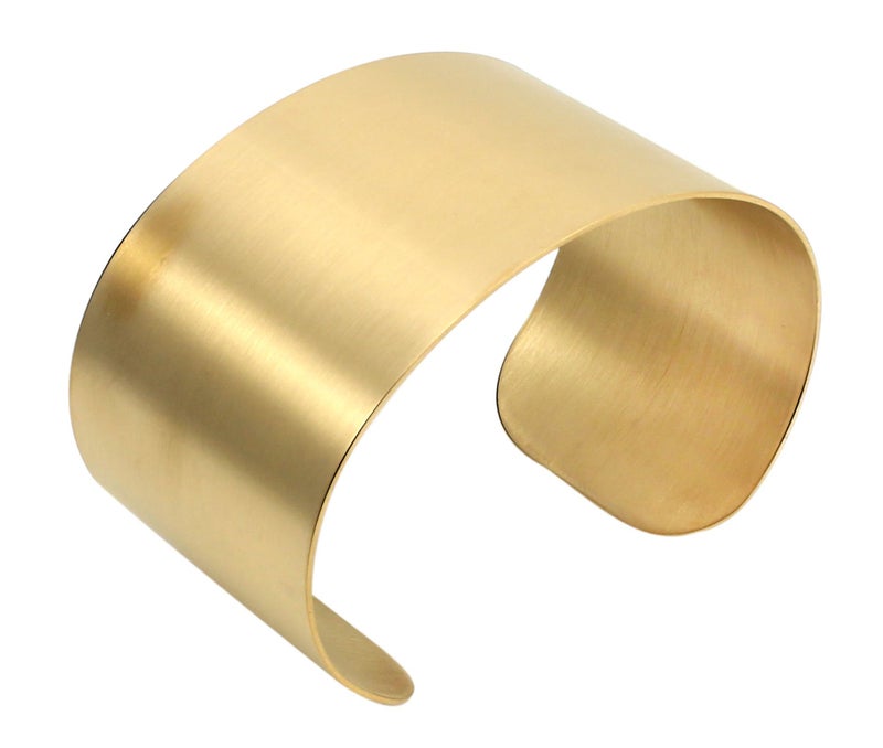 COUYA Gold Plated Wide Matt Cuff Bangle Bracelets for Women Blank Satin Bracelet Wristband Adjustable Size - Image 1